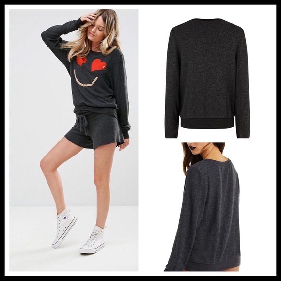 WILDFOX HEART EMOJI BLACK PULLOVER A2C - Picture 5 of 8